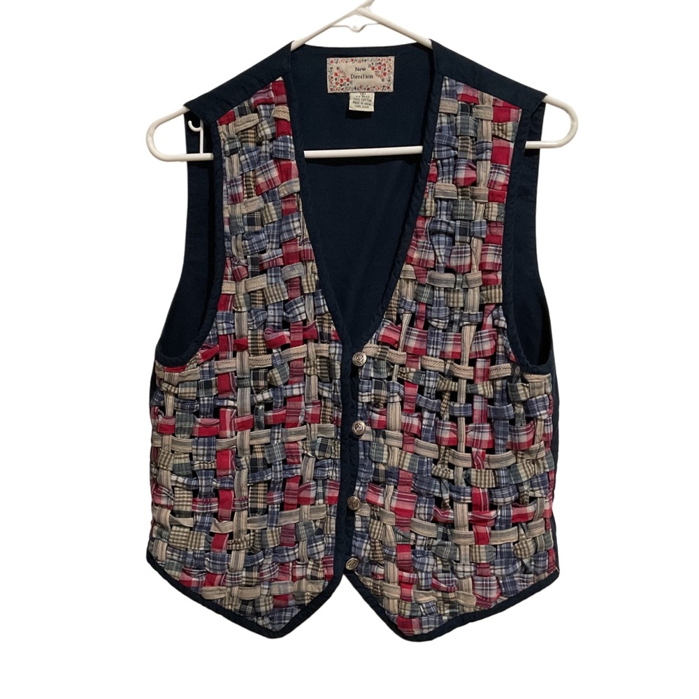 New Directions‎ Women’s Vest Multicolor Weave Front Vintage